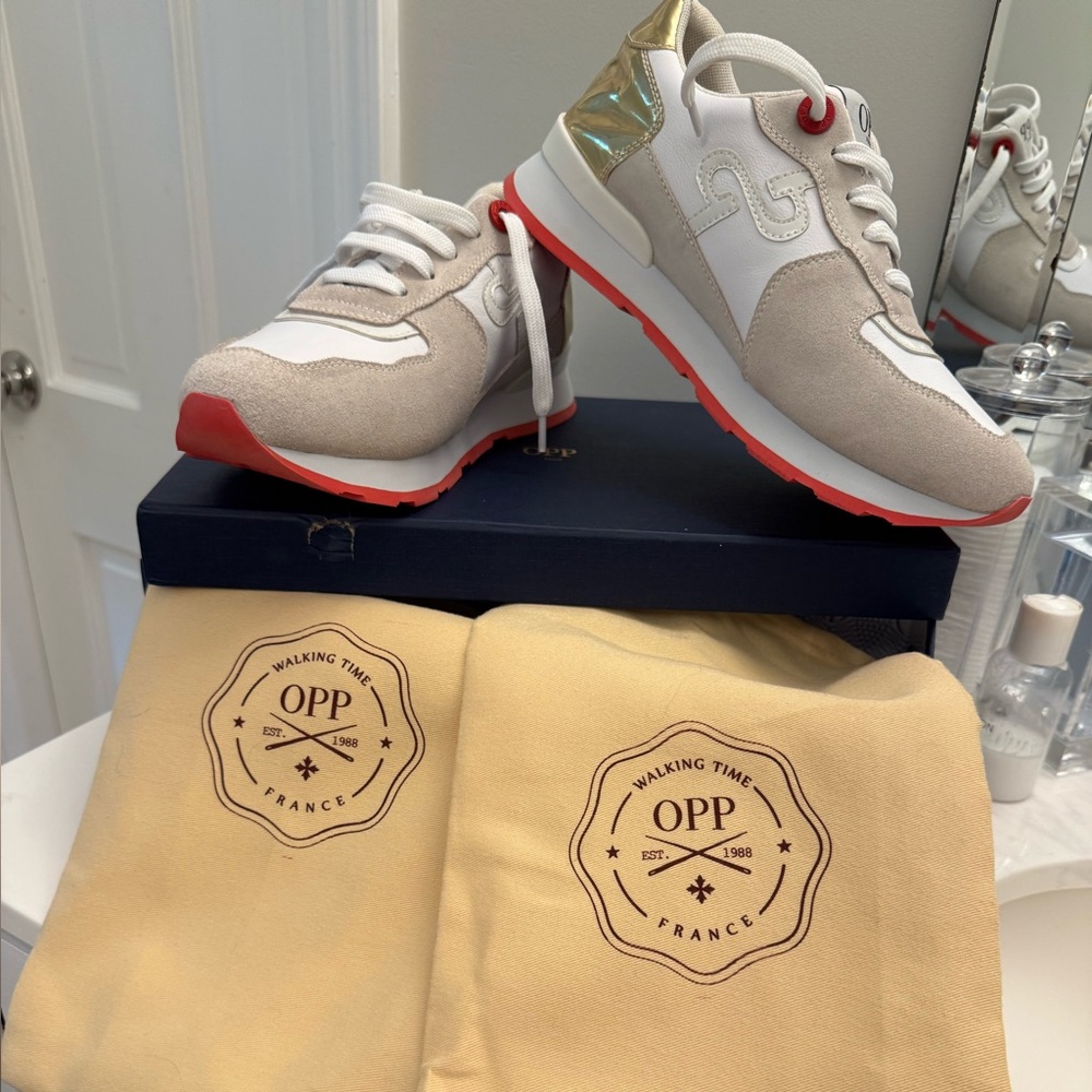 OPP Beige and Red Sneakers